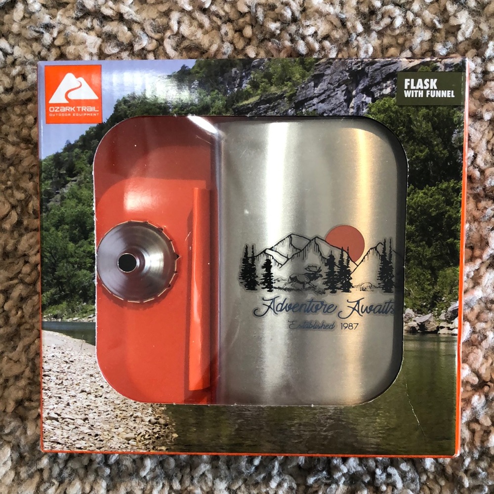 Flask With Funnel “Adventure Awaits” 7.5 - oz.